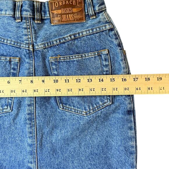 Vintage 90s Jordache High Waist Blue Denim Button Front Jean Skirt 7/8 - Picture 9 of 10